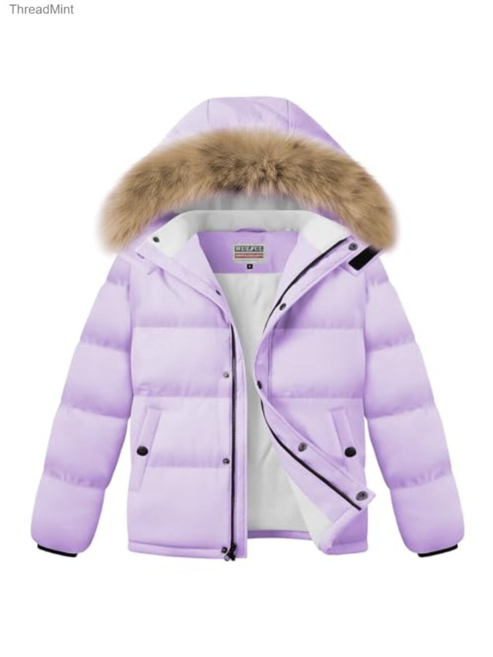 Kids Winter Puffer Coat Waterproof Fleece Lined Hooded Jacket